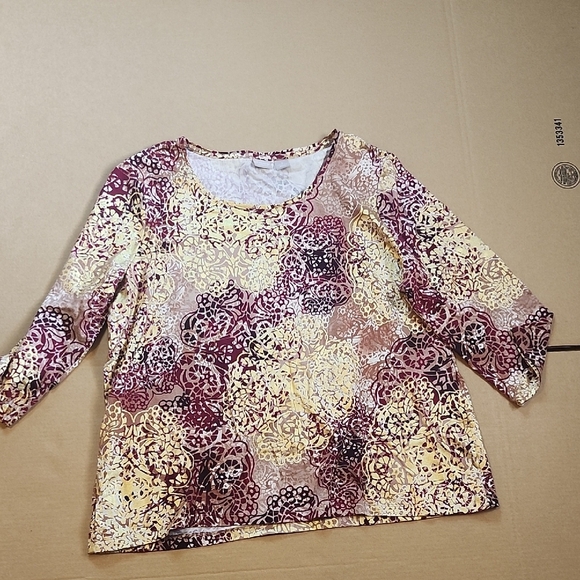 Chico's Red and Cream Boxy Blouse - Picture 1 of 8